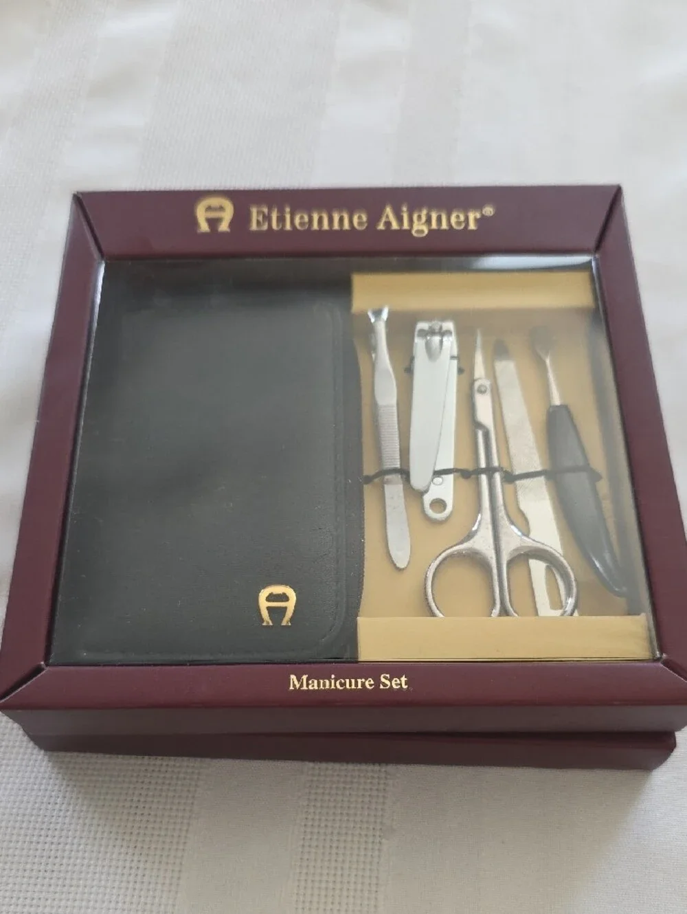 Etienne Aigner VTG Men’s Manicure Set Leather Case New In Box